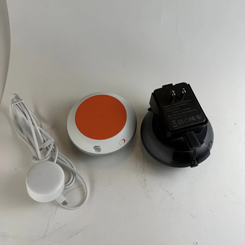 Google Home Mini Lot of 2 Smart Speakers Chalk Charcoal Wall Mount Charger